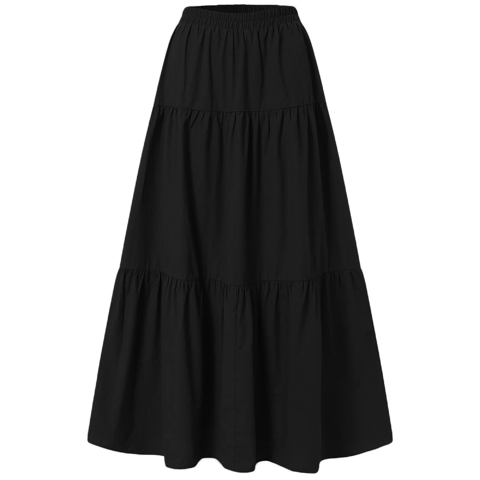 Women´s Casual Long Skirts, Solid Color Pleated Big Hem Elastic Waist Loose Fit Skirts, Simple Style Bottoms 6