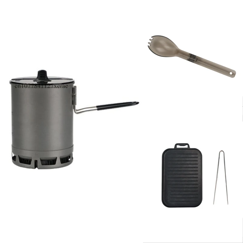 600ml Outdoor Cooking Alumina Pot Set with Handle Multi-functional Portable Pot Ultra Light Hiking Picnic Pot Camping Supplies