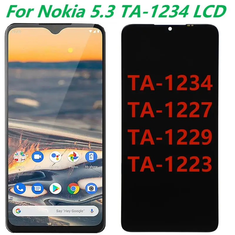 

6,55 Оригинальный ЖК-дисплей для Nokia 5,3 TA-1234 с рамкой для Nokia 5,3 TA-1227 TA-1229 TA-1223 дисплей с сенсорным экраном заменяемый