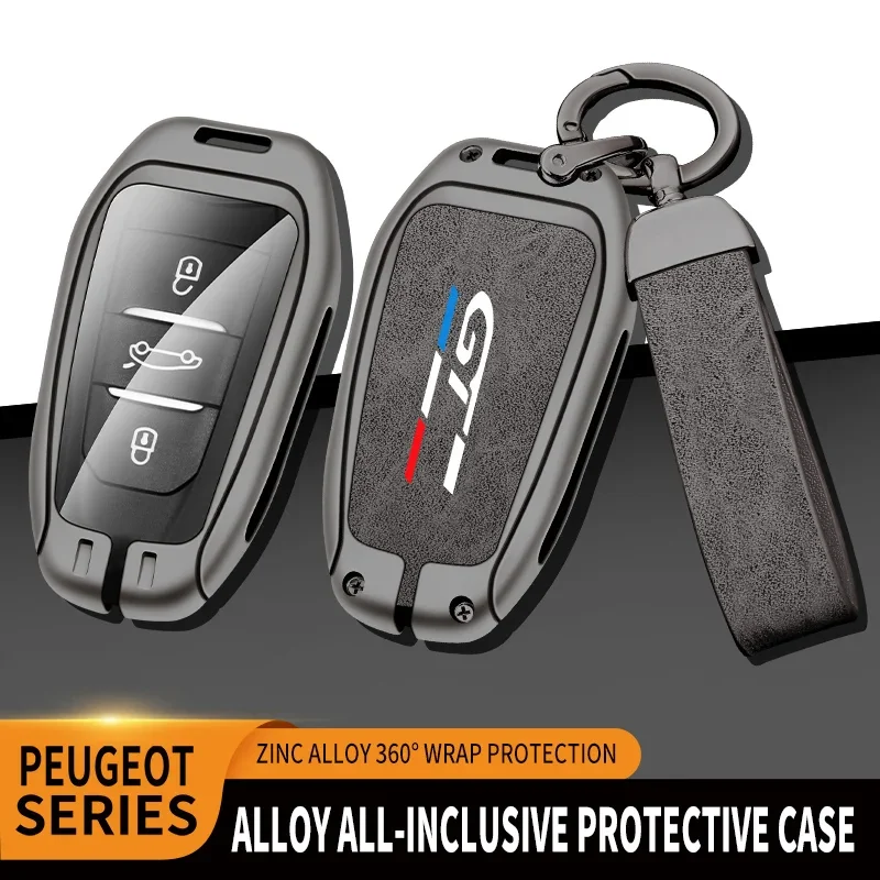 

Car Zinc Alloy Key Case Bag For Peugeot GTLine 207 307 407 208 308 408 508 2008 3008 4008 5008 RCZ Car Key Chain Metal Key Shell