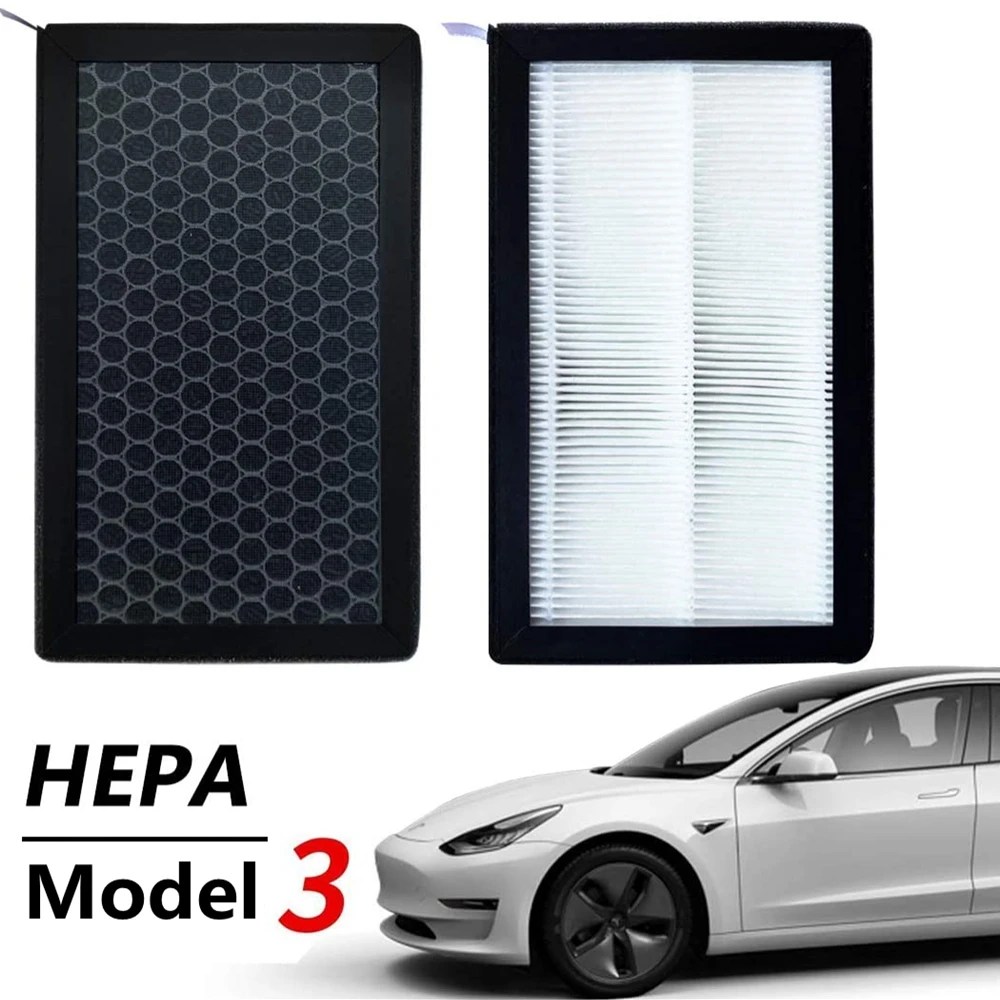 Confezione da 2 filtri HEPA per abitacolo con carbone attivo per Tesla Model 3, filtro di ricambio per aria condizionata, ricambi per interni auto