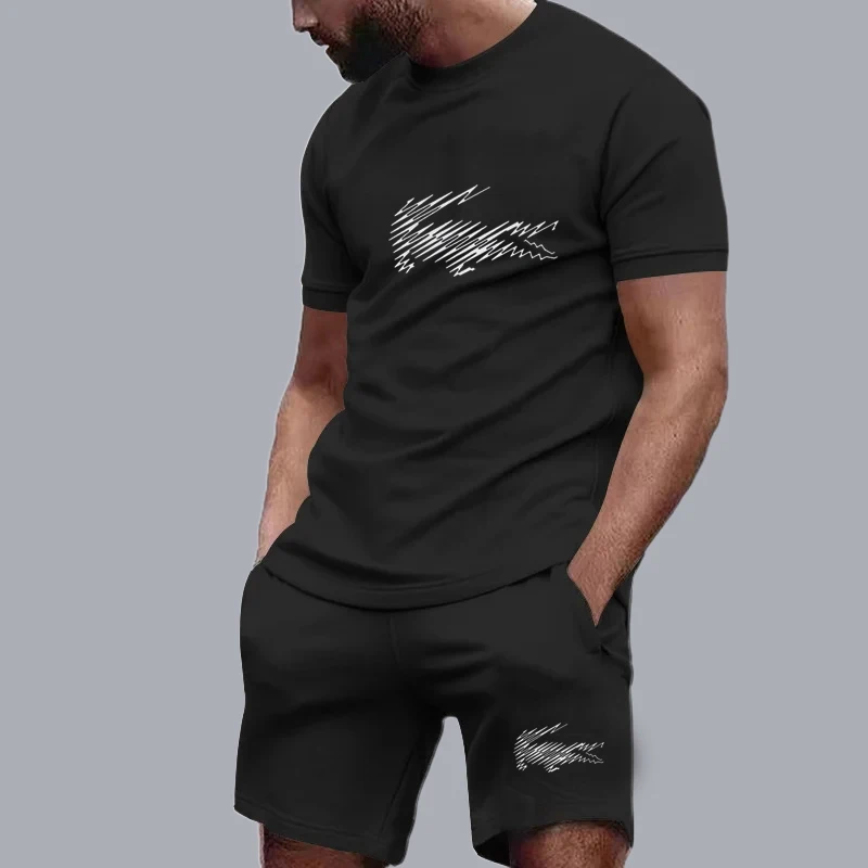 

Мужской спортивный комплект, футболка с коротким рукавом и шорты для повседневного бега, Летний дышащий, 2 предмета, спортивная одежда, новинка 2024