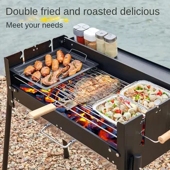 Barbecue Oven Household Barbecue Grill Outdoor Smokeless Charcoal Courtyard BBQ Portable Barbecue Oven Supplies Tools 4