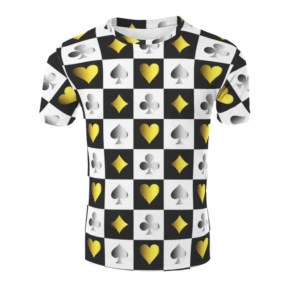 

Fashion Men's T-Shirt Summer Poker 3d Printed Round Neck Plaid Short Sleeved Tees Casual Tops Streetwear Oversized Tee Shirts