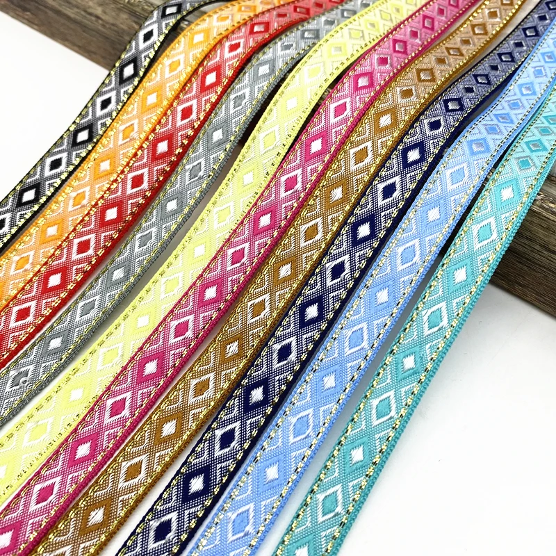 2 yards 13mm Vintage Ethnic Embroidery Ribbon Supplies Lace Trim DIY Clothes Bag Accessories Embroidered Fabric