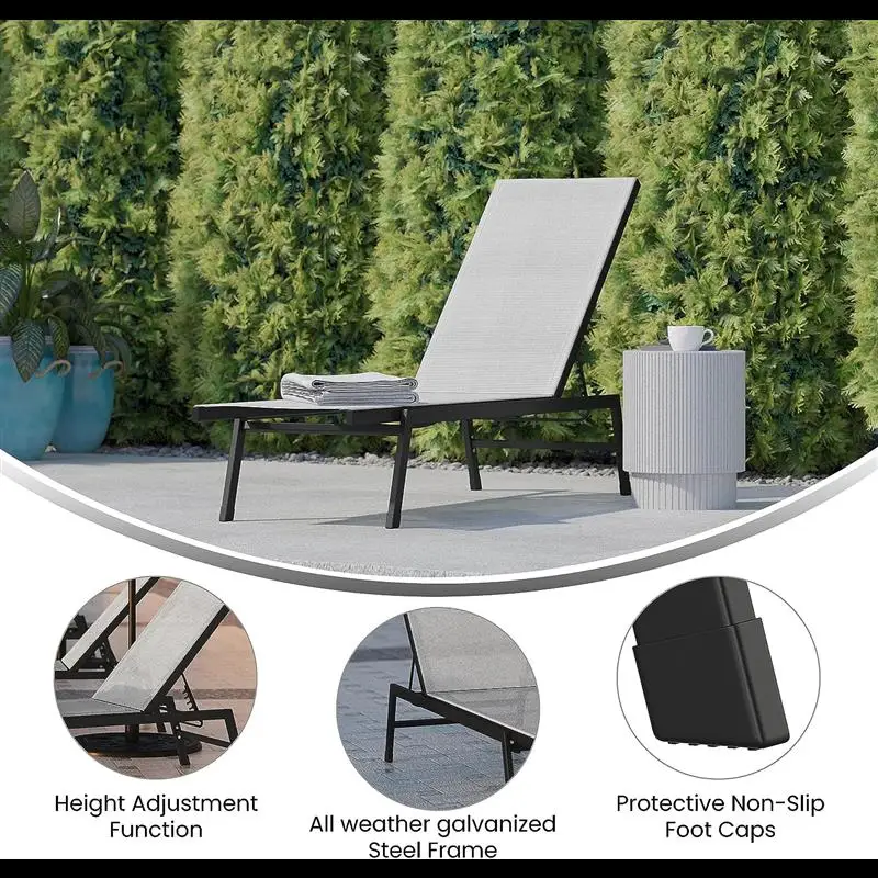 VHPVHP Patio Seating,Adjustable Chaise,Lounge Chair,Outdoor Recliner,Patio, Lawn,Garden (Gray/Black) 6 VHPVHP Patio Seating,Adjustable Chaise,Lounge Chair,Outdoor Recliner,Patio, Lawn,Garden (Gray/Black) 6
