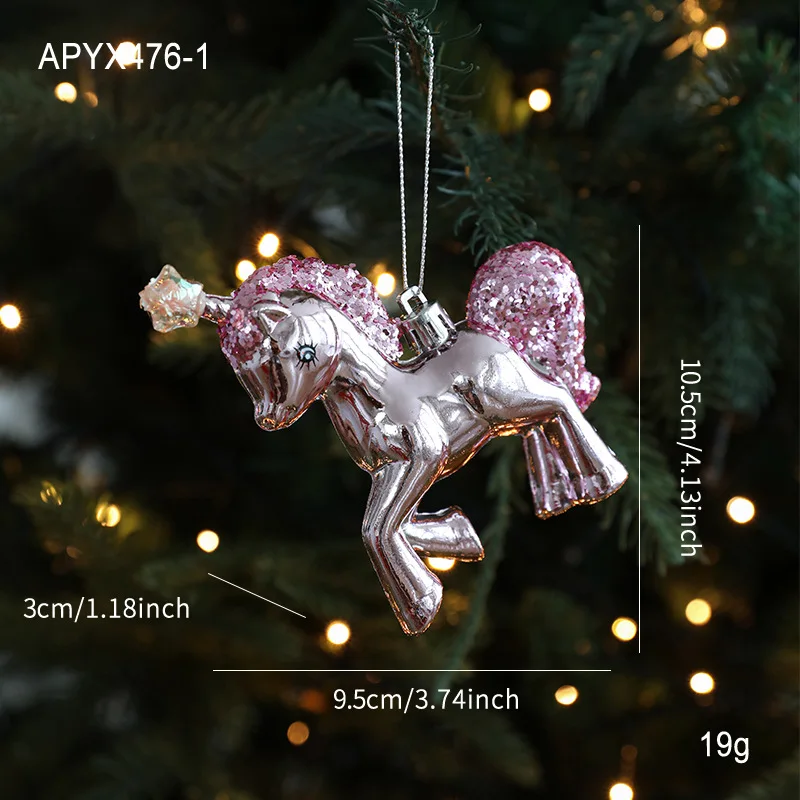 Cute Christmas Ice Cream Pendant Foam DIY Lollipop Pony Ornaments Pink Elegant Christmas Tree Hanging Decoration Party Favors