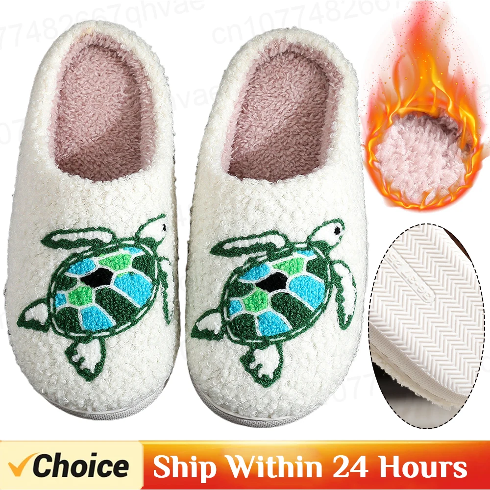 Women Slippers Cute Turtle Dachshund House Funny Ladies Casual Footwear Winter Indoor Shoes Fluffy Slippers for Home