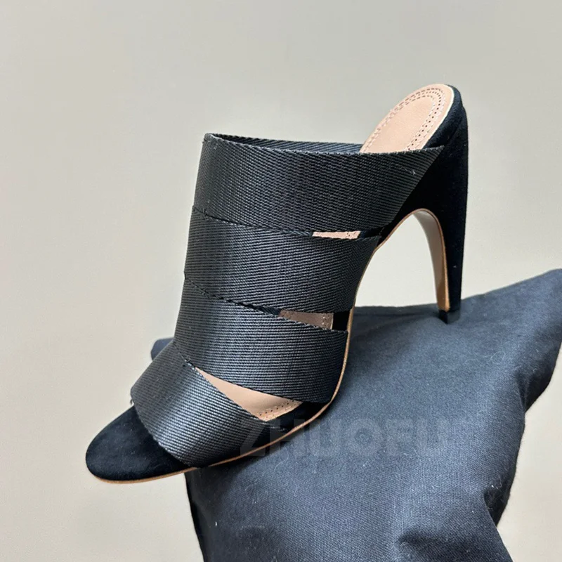 

Summer New Style Female Ultra High Heel Slippers Solid Colors Upper Open Toe Ladies High Heeled Shoes Elegant Senior Slippers
