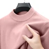 Autumn Mens Half Turtleneck Sweater Mock Neck Knitted Sweaters Solid Color Pullovers Breathable Warm Winter Outdoor Streetwear 3