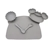 Crab compartment plate children's tableware set with meal bib eating training bowl soft silicone baby autonomous 3