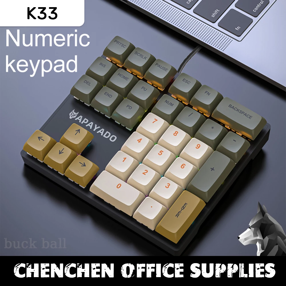 

Wired Mechanical Numeric Keypad With RGB 33keys light Finance Keypad Blue Switch Red Switch Calculator Keypads Laptop Keyboards