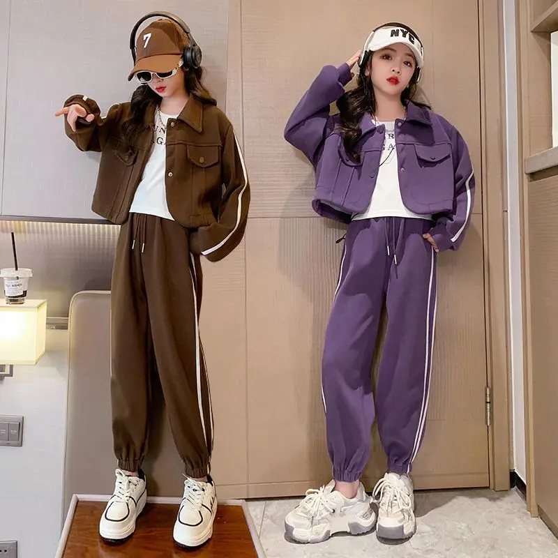 

Teenage Girls Suits Spring Summer 2023 Children's Set Vest Jacket Blazer Pants 3pcs Solid Suit For Girls Clothing 10 12 13 14 Y