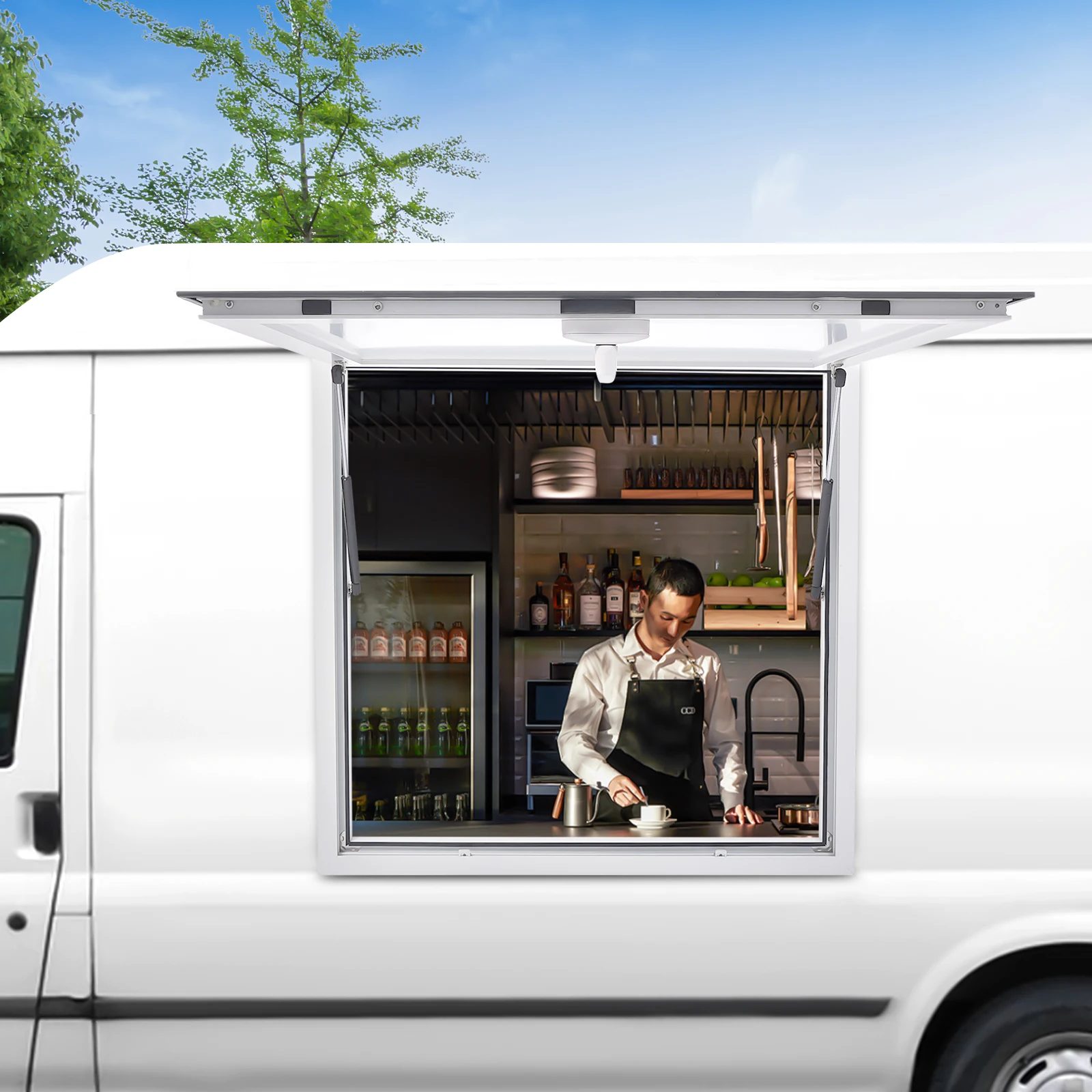 Concession Stand Serving Window, Food Truck Service Window,mobile Catering Units Window,91.5*91.5*8cm,White