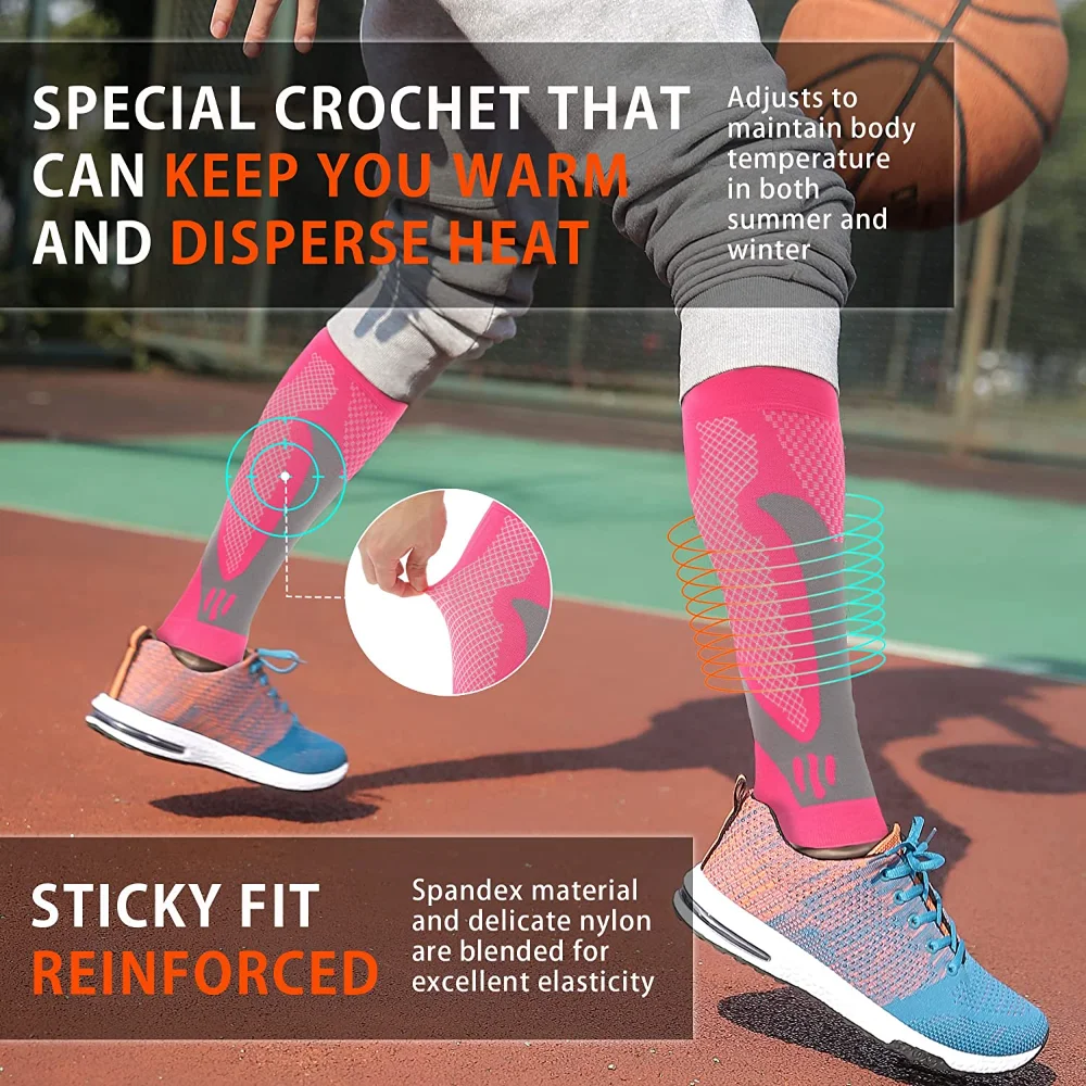 1Pair Sports Calf Compression Sleeves Men Women Leg Sleeve Shin Splint Support for Running Basketball Football Travel Work