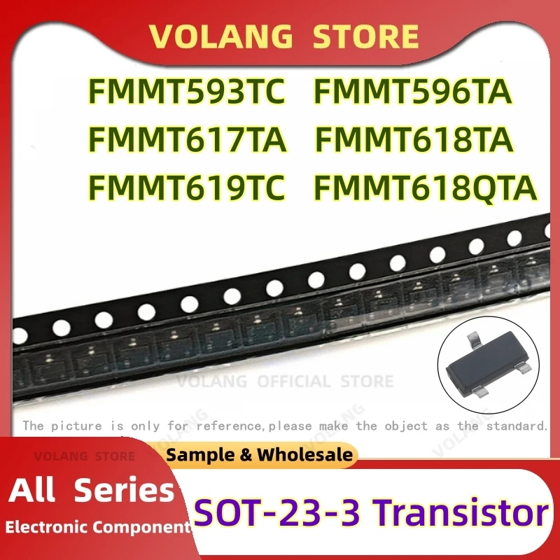 5Pcs SOT-23-3 625mW FMMT593TC FMMT596TA FMMT617TA FMMT618TA FMMT619TC FMMT618QTA SMD BJT Bipolar Junction Transistors