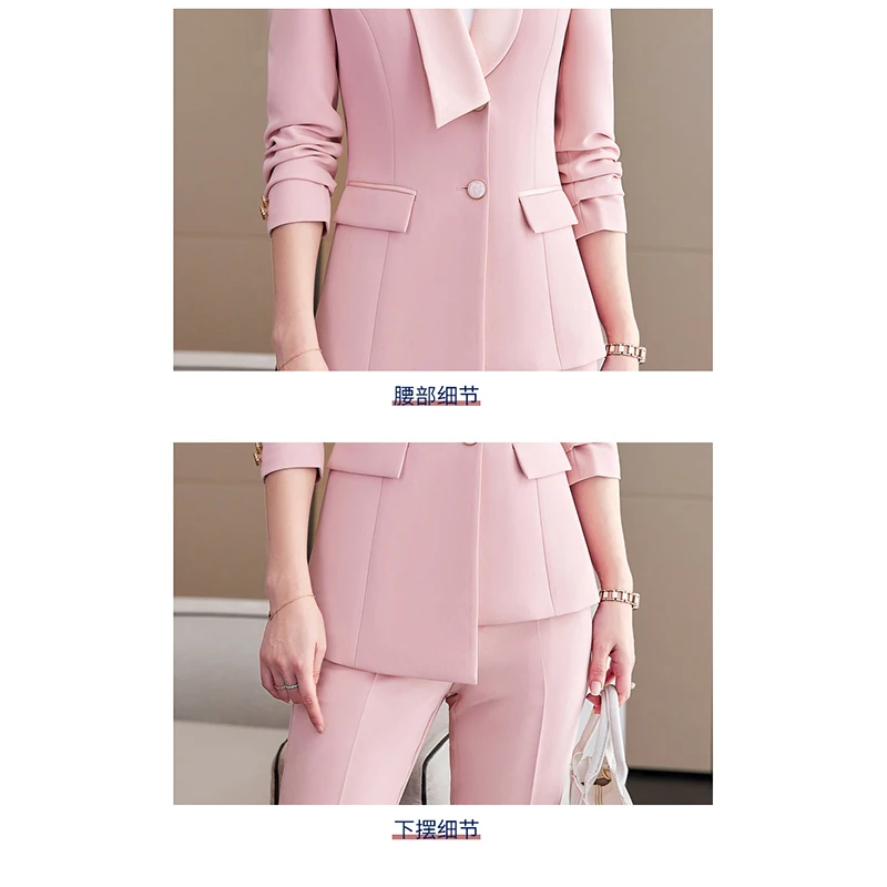 Fashion Light Purple Suits Women Spring Casual Temperament 2022 New Design Business Blazer And Pants Office Ladies Work Wear