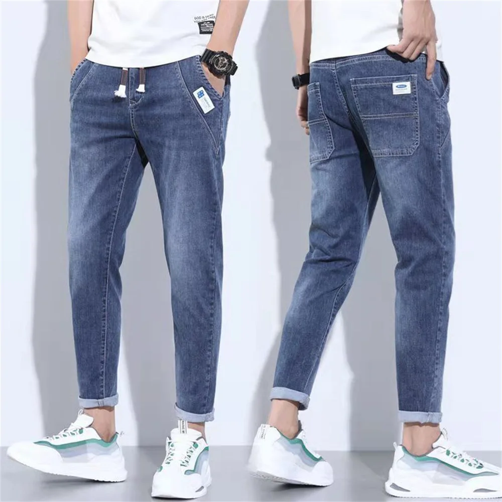 Spring Summer Black Blue Cargo Jeans Men Streetwear Denim Jogger Pants Men Baggy Harem Jean Trousers Harem Jean Trousers