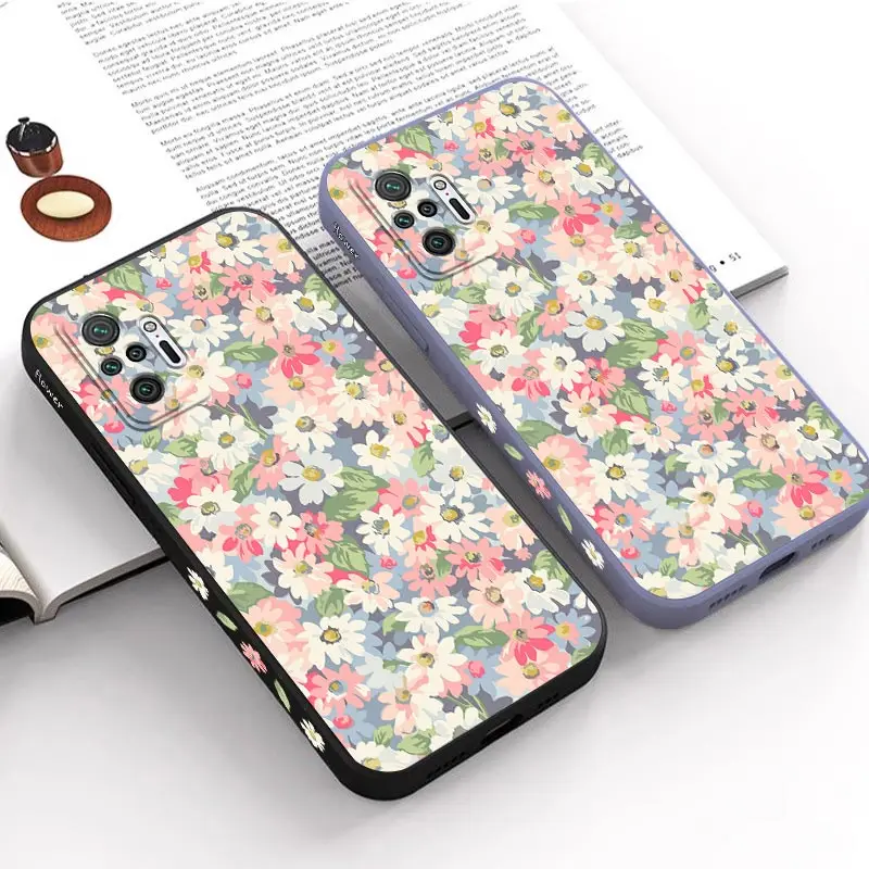 Note 10Pro Canvas Flower Silicone Phone Case For Xiaomi Redmi Note 10Pro 10S 10 11S 10T 9T 9S 12 12Pro 12S 11Pro 11 11EPro Cover — view 5