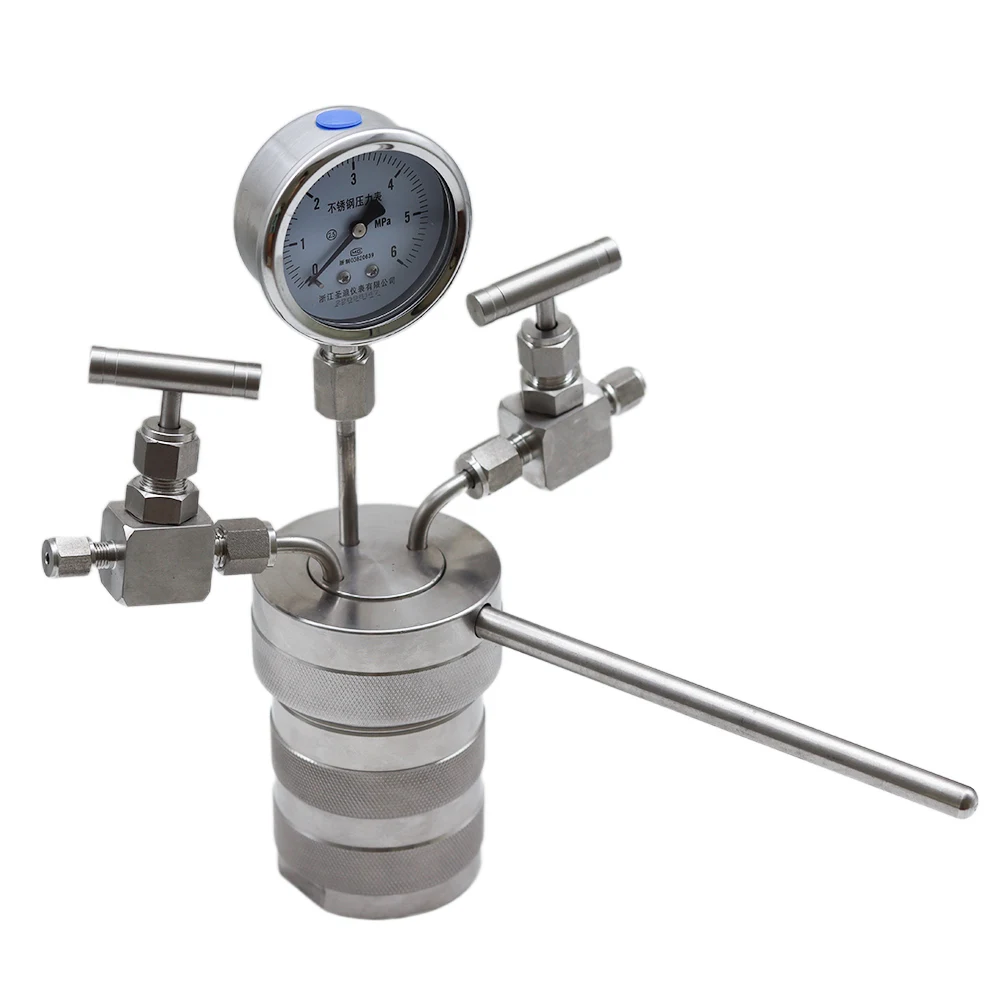 

Hydrothermal synthesis Autoclave Reactor vessel +inlet outlet gauge 100ml 6Mpa