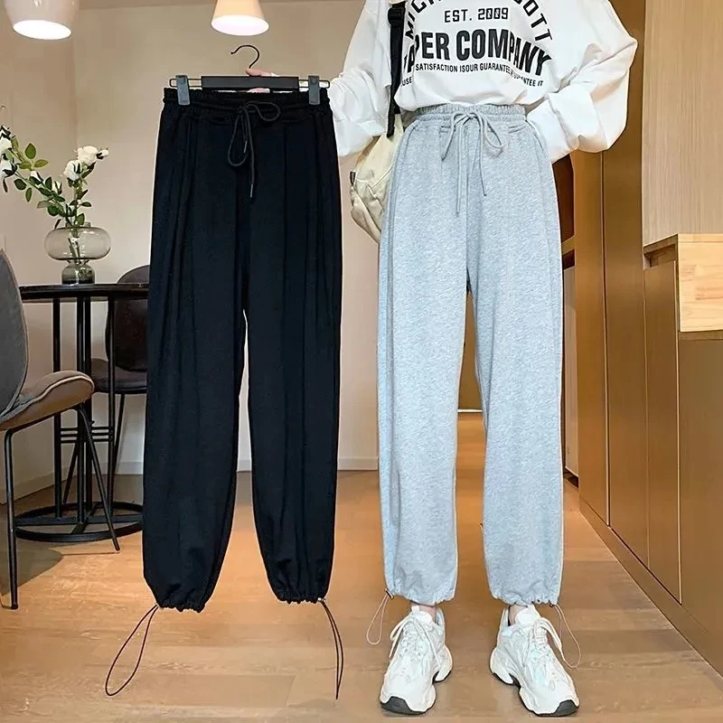 

MEXZT Fashion Harajuku Lace Up Sweatpants Women Streetwear Summer High Waist Elastic Wide Leg Pants Casual Korean Y2k Pants New