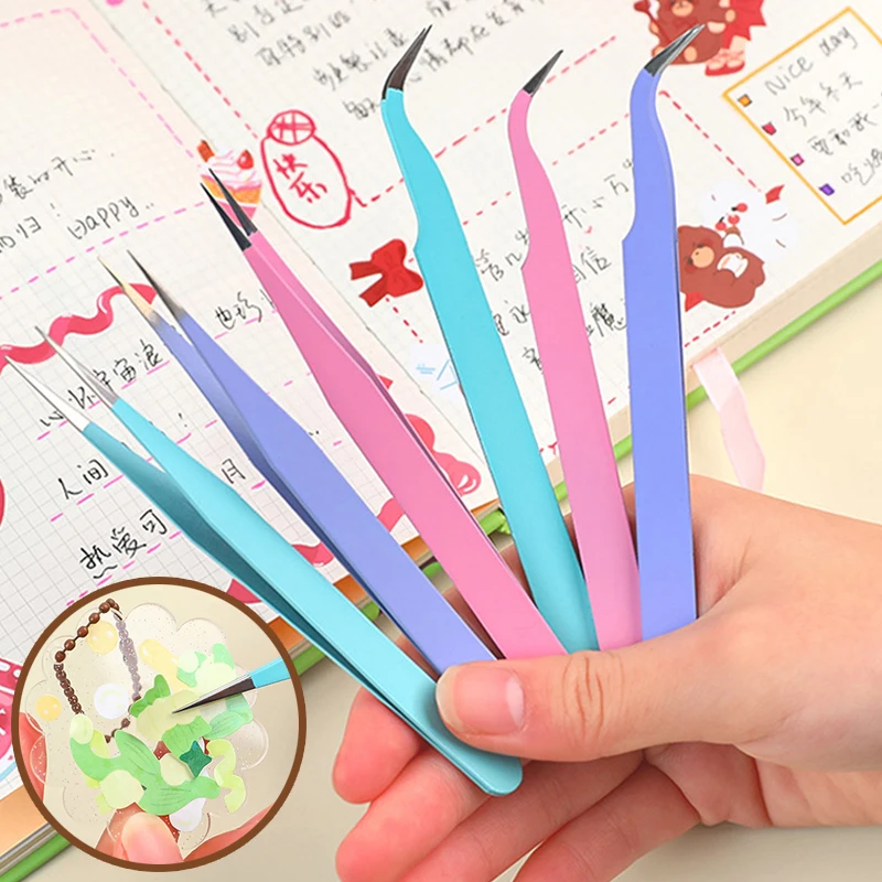 2pcs Candy Color Straight Curved Tweezers Tool For Journal Diy Scrapbooking  Paper Tape Stickers Multi-function Tool Tweezer - Scissors - AliExpress