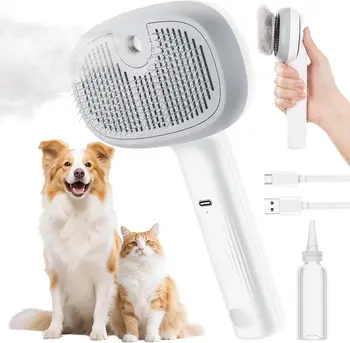 Hot Cat Brush with Steam Dog Spray Pet Steam Massage Brush Spray Hair Removal Comb Massage Steamer Comb for Long Hair Dogs Cats 1