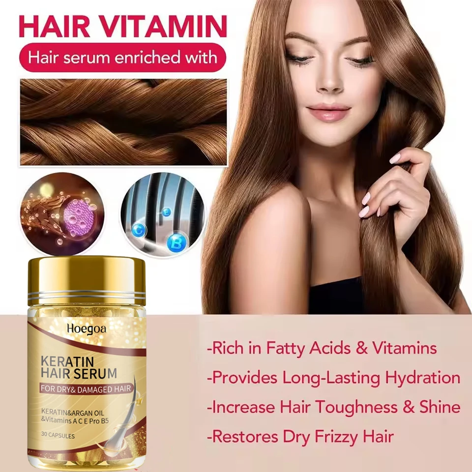 Hair Vitamin Capsule Hair Treatment Oil Scalp Treatment Magic Hair Vitamin Capsule Keratin Oil Fast Restore Hair Soft Smooth Shiny Deep Moisturizer Frizzy Dry Scalp Care Products