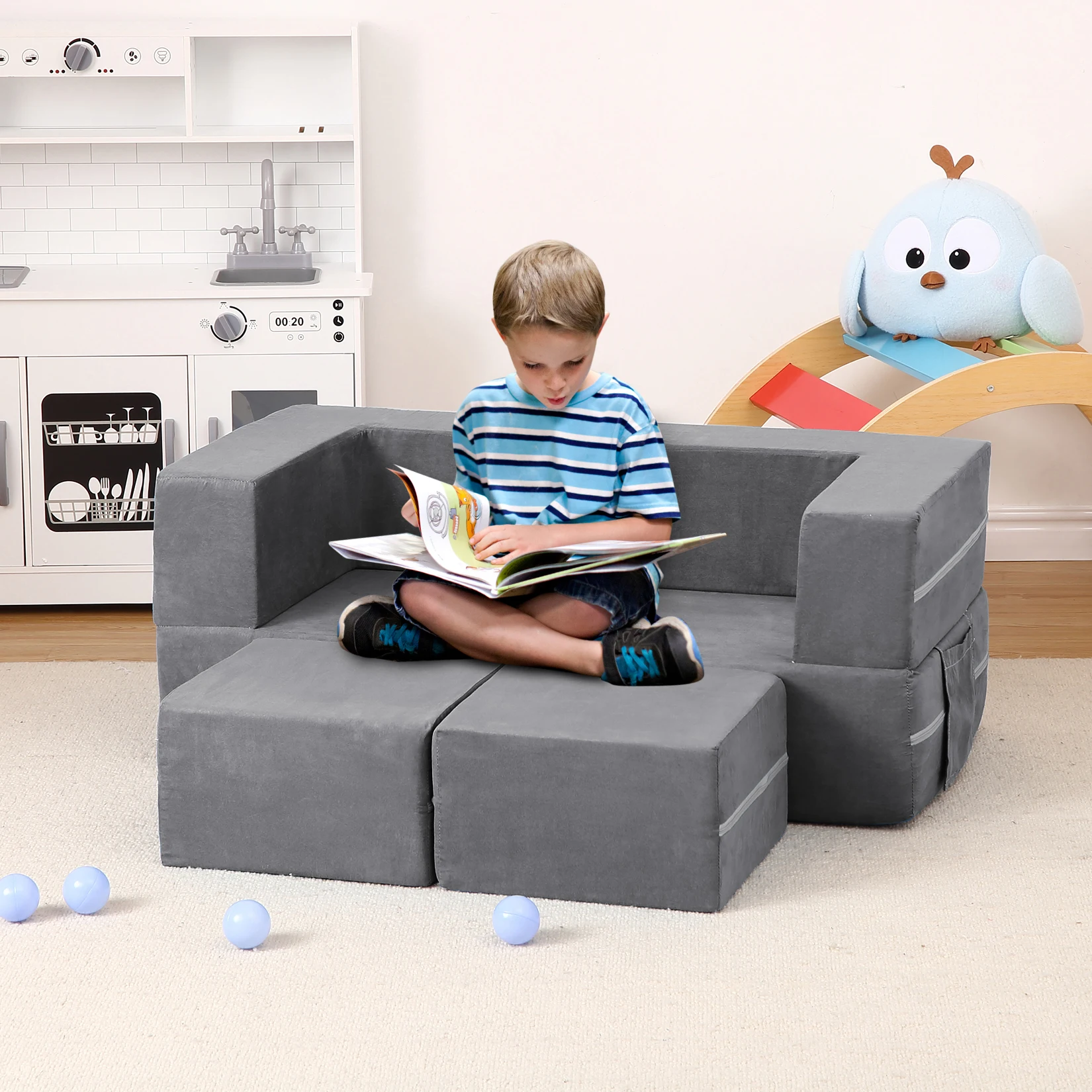 3 Pcs Modular Toddler Couch,Toddler Couch Kids Sofa for Playing,Creativity,Child Chair Sofa Bedroom and Playroom for Playroom 2