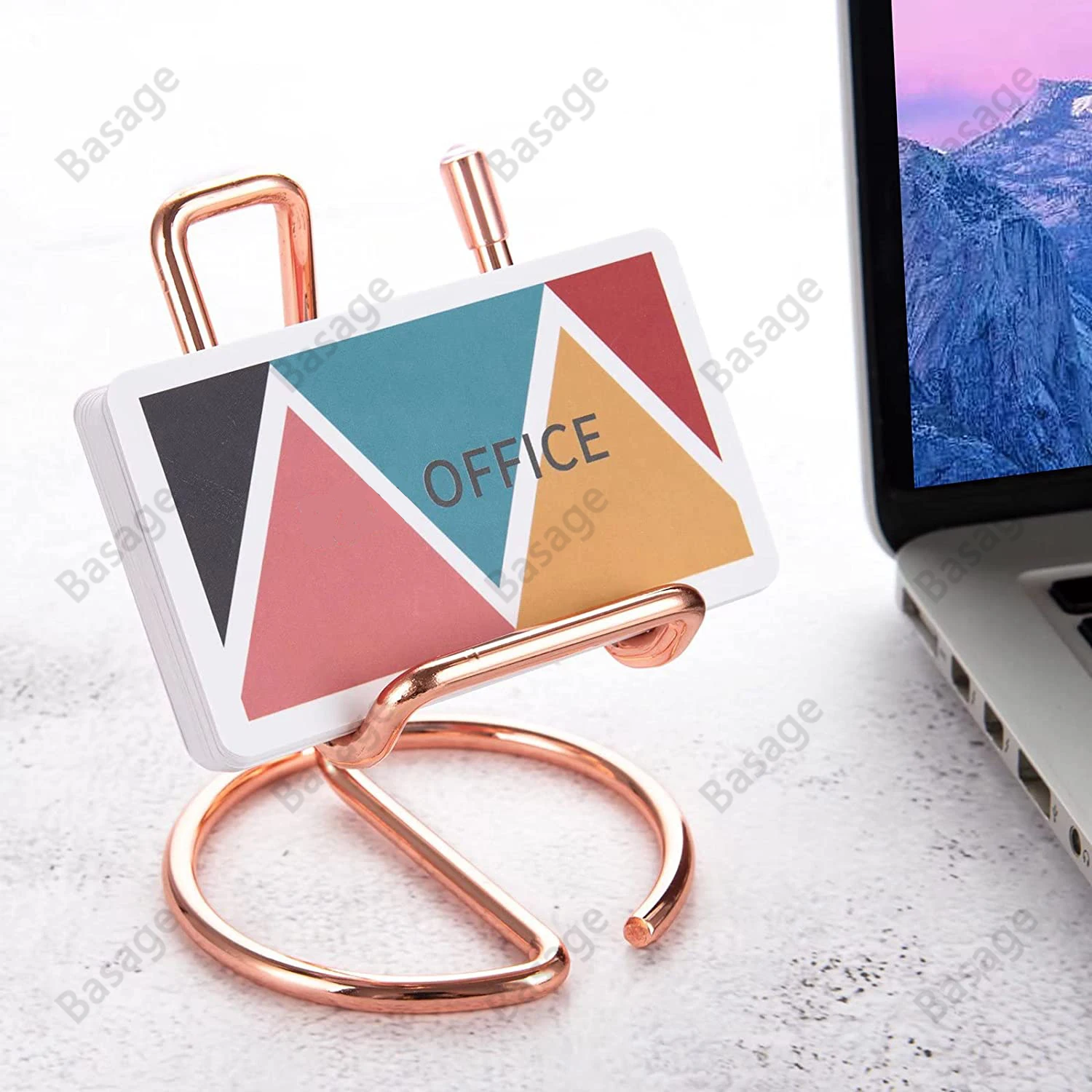 Sleek Metal Desktop Stand & Business Card Holder