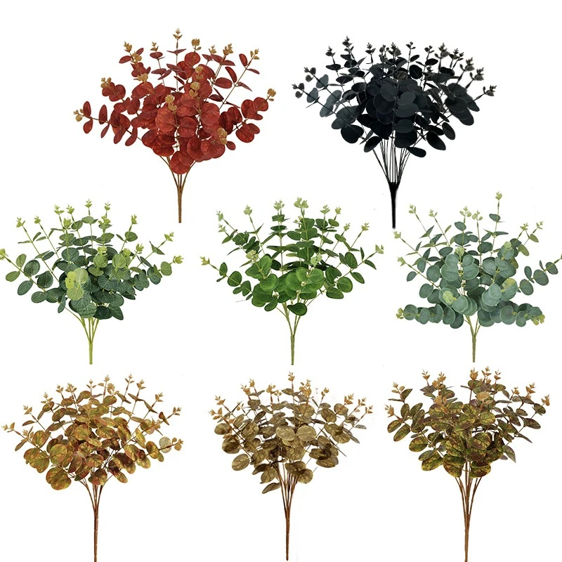 

Artificial Eucalyptus Leaves Bouquet Fake Plant Flower Wedding Decor Simulation Green Plants Gold Leaf Garden Table Decoration