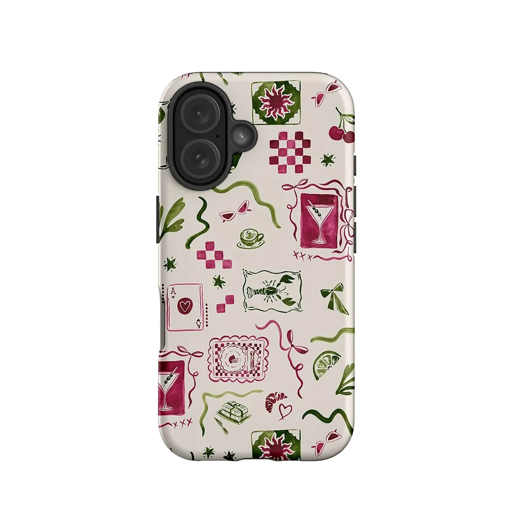 Elegant Wine Glass Fruit Design Luxury Double-Layer Phone Case