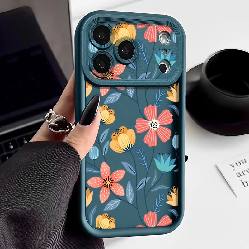 Vibrant Floral Silicone Shockproof Phone Case