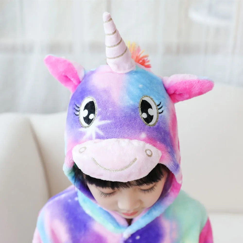 Kigurumi Husky Children Bathrobe Bath Robe Autumn Winter Animal Unicorn Hooded Pajamas For Boys Girls Towel Robes Kids Nightgown