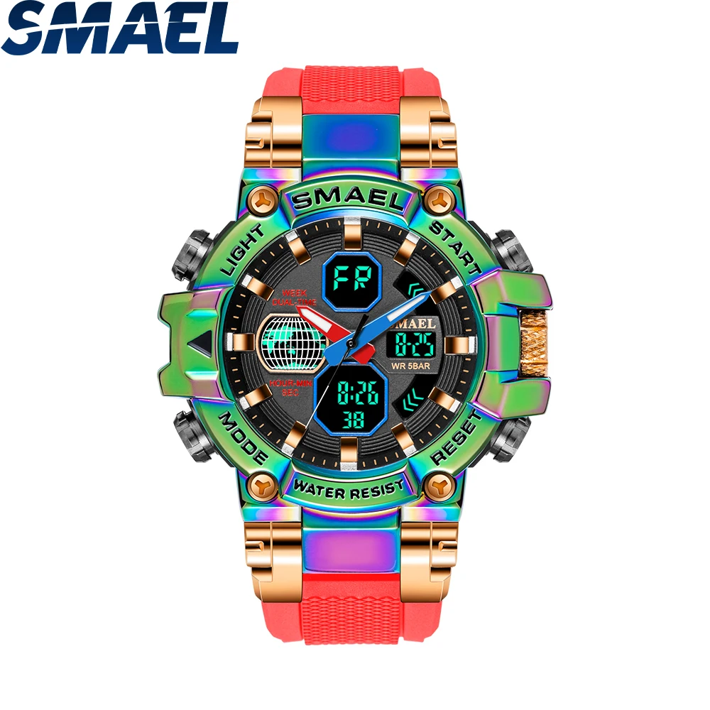 SMAEL Top Brand Sports Watches Men Military Army Waterproof Alarm Quartz Multifunction Wristwatch Male Digital Light Clock 8027