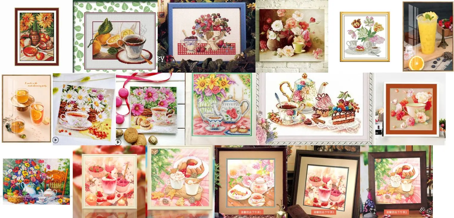 

Afternoon tea SERISE Cross Stich Embroidery set Electronic drawing Cross Stich Needlework PDF by Email