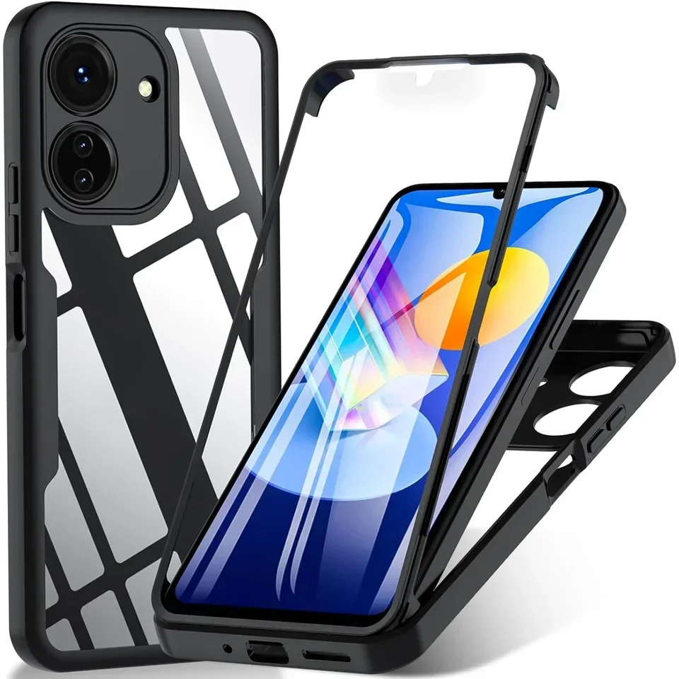 360 Custodia protettiva per schermo a doppio lato per tutto il corpo per Redmi 13C 12C 10C 9 9A 9C Nota 13 Pro 5G 12 11S 10 9 Custodia antiurto per telefono