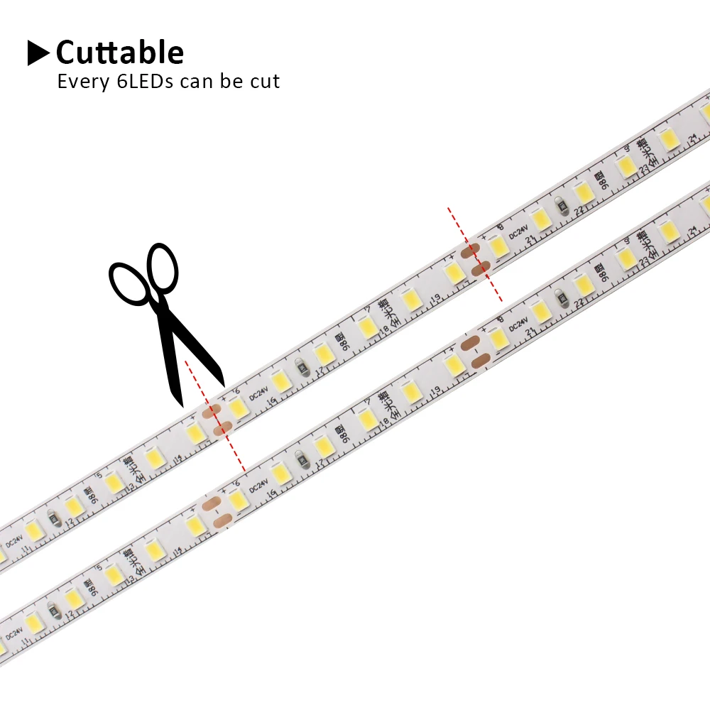 2835 풀 스펙트럼 LED 스트립 조명, 눈 보호, 따뜻한 차가운 흰색 120LED 선형 조명, 고휘도, 24V, 5m, 10m, RA98