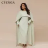 2025 Ramadan Two-piece Modest Abaya Dress Set for Muslim Women Middle Eastern Arabic Islamic Style Turkish Pearl Kaftan Robe