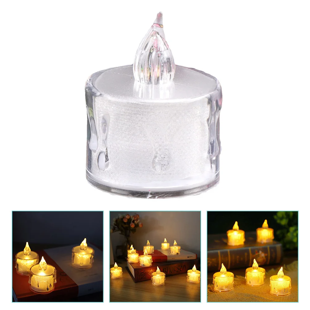 

12 Pcs LED Light Glitter Tea Lights Electronic Component Flameless Tealights