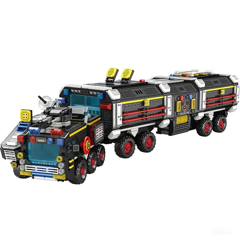 Large Military Building Blocks Set Base Vehicle Armored Car Battle Truck Police