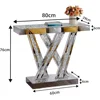 Decorative table Style W Silver Entryway Table Inlay with Sparkly Crushed Crystals, 35 inches Table for Living Room Hallway 2