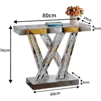 Decorative table Style W Silver Entryway Table Inlay with Sparkly Crushed Crystals, 35 inches Table for Living Room Hallway 2