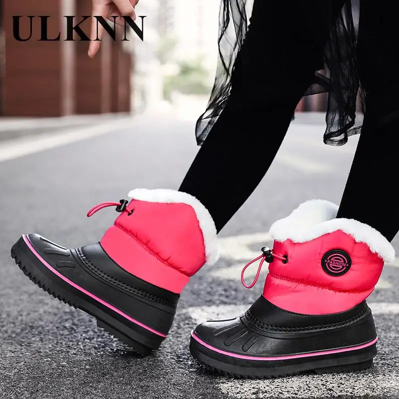 Children's Booties For Winter Kid's Red Warm Snow Shoes Baby Waterproof And Sand-proof Cotton Shoes Girls Sports Boots