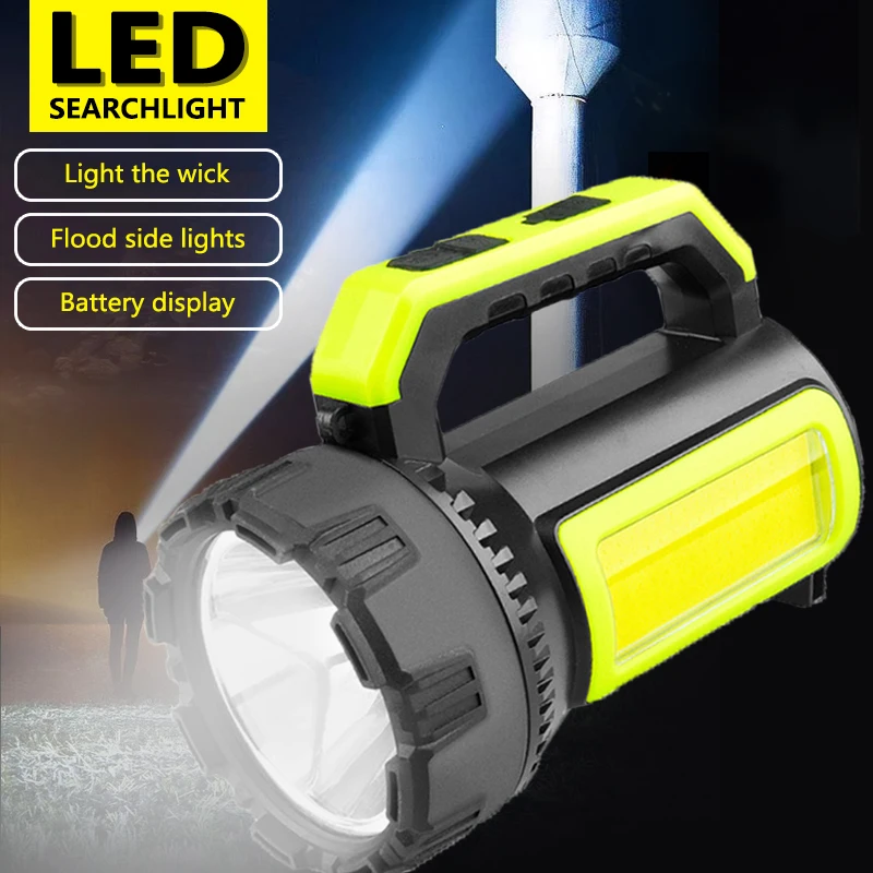 Handheld Searchlight LED Tactical Lantern Hand Tent Lamp Camping Travel USB Light Bulb Portable Rechargeable Outdoor Survival