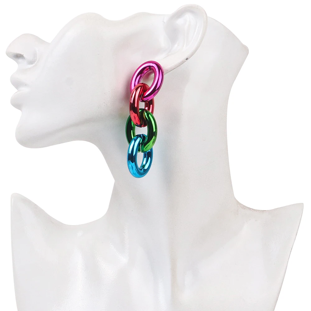 FishSheep Hiphop Acrylic Long Chain Drop Earrings for Women
