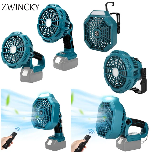 ZWINCKY 마키타용 조명 포함 수평 휴대용 팬, 다기능 원격 팬, 리튬 배터리, 워크샵 조명 팬, 14.4V, 18V ZWINCKY 마키타용 조명 포함 수평 휴대용 팬, 다기능 원격 팬, 리튬 배터리, 워크샵 조명 팬, 14.4V, 18V