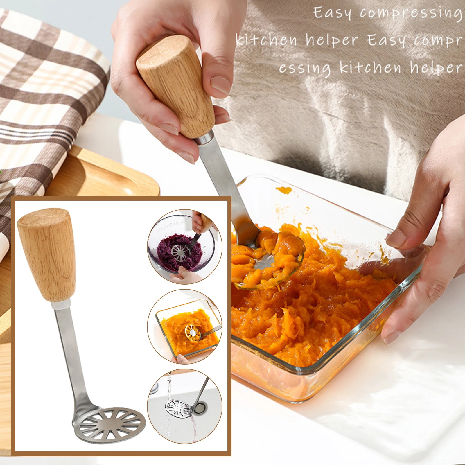 Manual Potato Masher Multifunctional Potato Crusher For Camping Picnic