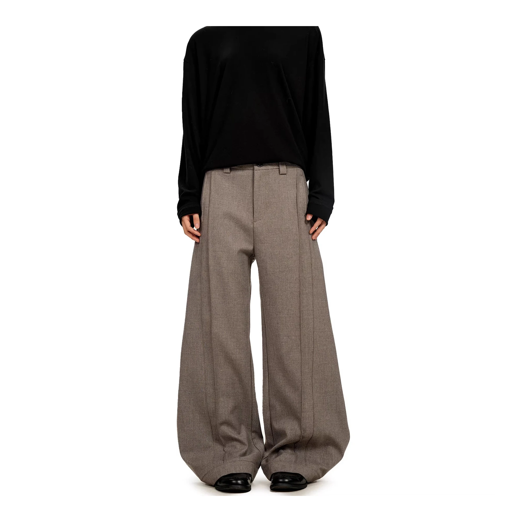 Herren Baggy Weite Hose mit Falten, locker geschnittene, geschwungene Baggy-Hose mit Taschen, Streetwear, drapierte Business-Lounge-Hose