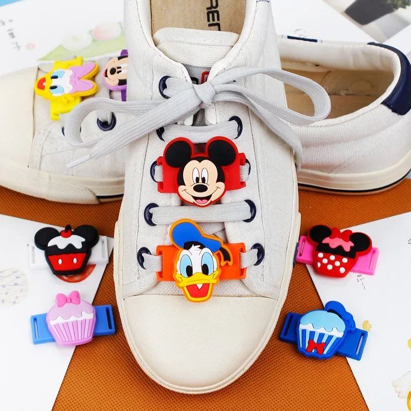 Disney Mickey Casual Shoes Cartoon Shoelace Accessories Buckle Decorative Shoes Flower Canvas Shoes PVC Soft Glue Decoration